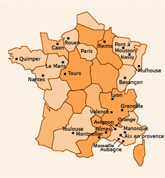 Map of AAS Building business centers in France